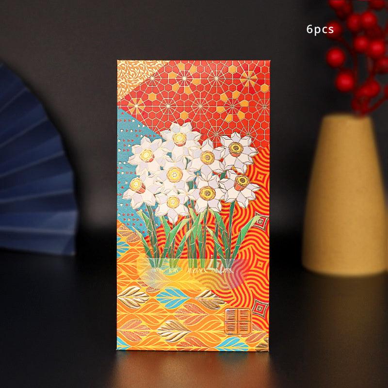 6pcs Dragon Year Benefit Cover Red Envelope For Spring Business Gift