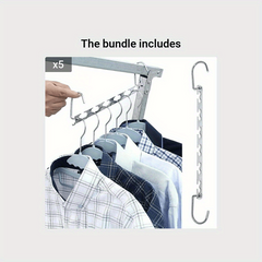 Space Saving Metal Hangers With Hook 6 Hole Clothing Wardrobe Organizer