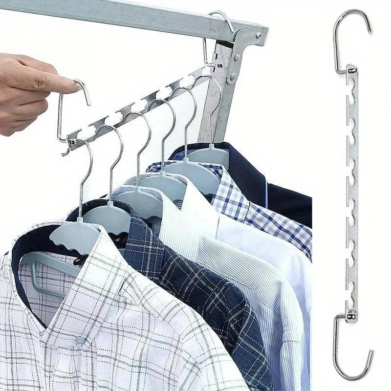 Space Saving Metal Hangers With Hook 6 Hole Clothing Wardrobe Organizer