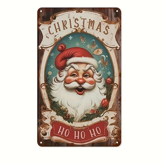 Christmas Ho Ho Ho Metal Tin Sign Vintage Rustic Wall Decor