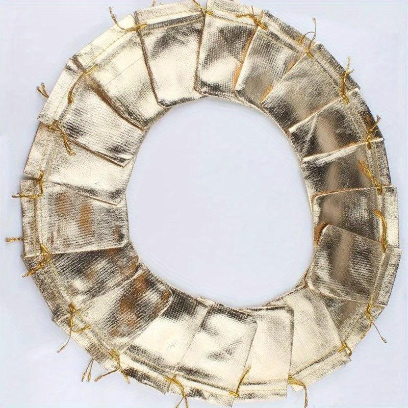 50pcs Foil Cloth Drawstring Gift Bags for Wedding - 7x9cm, 9x12cm