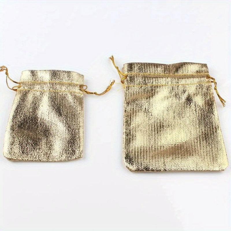 50pcs Foil Cloth Drawstring Gift Bags for Wedding - 7x9cm, 9x12cm