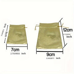 50pcs Foil Cloth Drawstring Gift Bags for Wedding - 7x9cm, 9x12cm