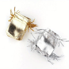 50pcs Foil Cloth Drawstring Gift Bags for Wedding - 7x9cm, 9x12cm