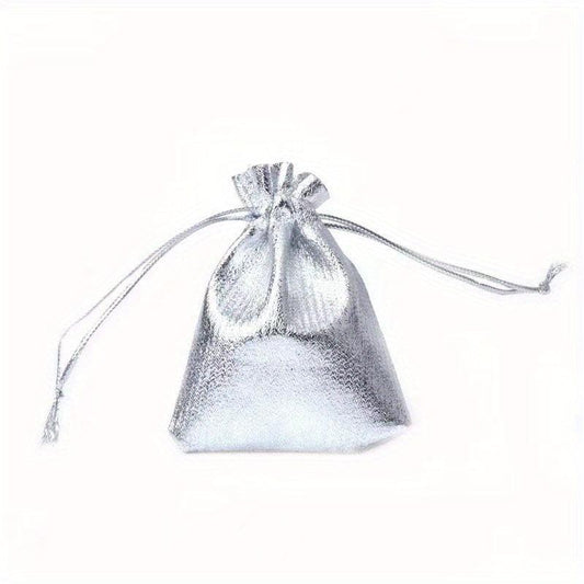 50pcs Foil Cloth Drawstring Gift Bags for Wedding - 7x9cm, 9x12cm