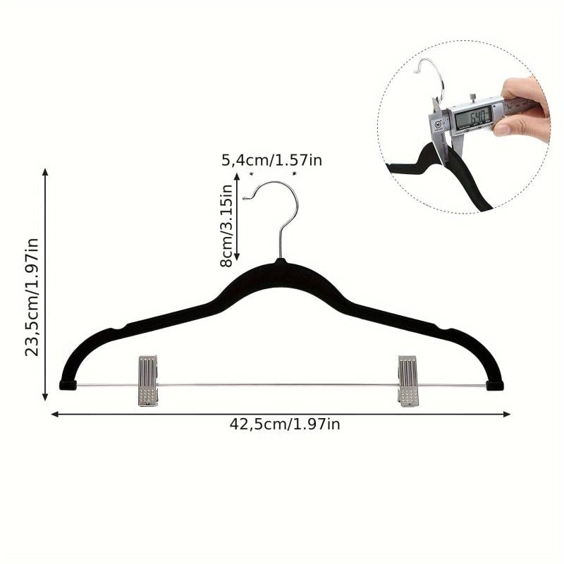 5pcs Flocking Hanger With Clip Anti Wrinkle Non-slip Clothes Hanger