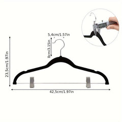 5pcs Flocking Hanger With Clip Anti Wrinkle Non-slip Clothes Hanger