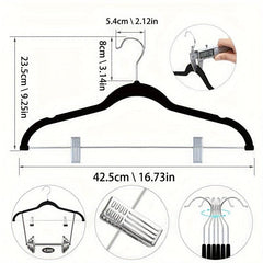 5pcs Flocking Hanger With Clip Anti Wrinkle Non-slip Clothes Hanger