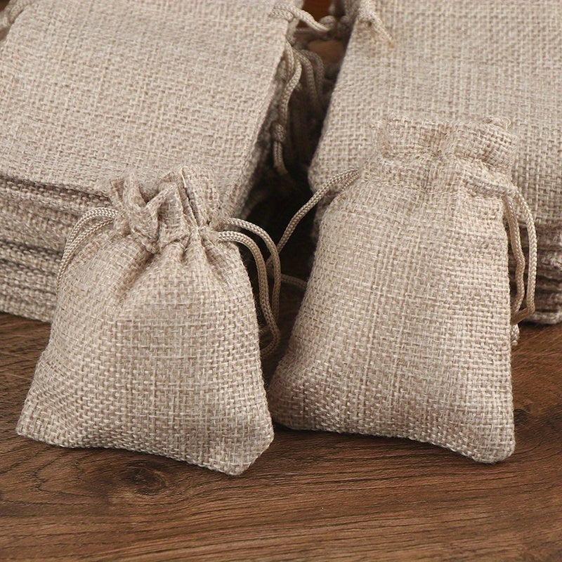10pcs Drawstring Burlap Bag Jute Gift Bags DIY Wedding Favor Gift Bag Packaging