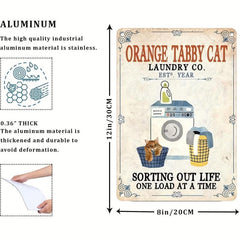 Vintage Orange Tabby Cat Laundry Company Metal Sign