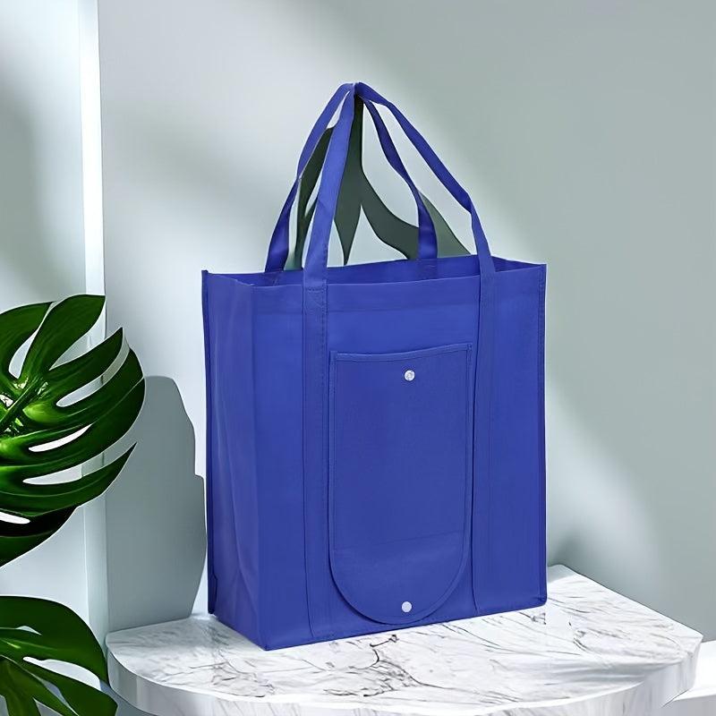 Eco-Friendly Storage Shopping Bags with Snap Button - Durable, Foldable Tote Bag