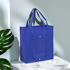 Eco-Friendly Storage Shopping Bags with Snap Button - Durable, Foldable Tote Bag