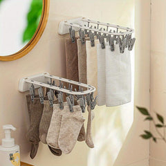 Folding Clothes Rack with Clips for Drying Underwear Socks