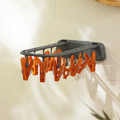 Folding Clothes Rack with Clips for Drying Underwear Socks