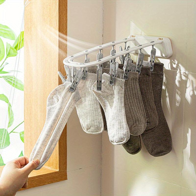 Folding Clothes Rack with Clips for Drying Underwear Socks