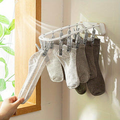 Folding Clothes Rack with Clips for Drying Underwear Socks