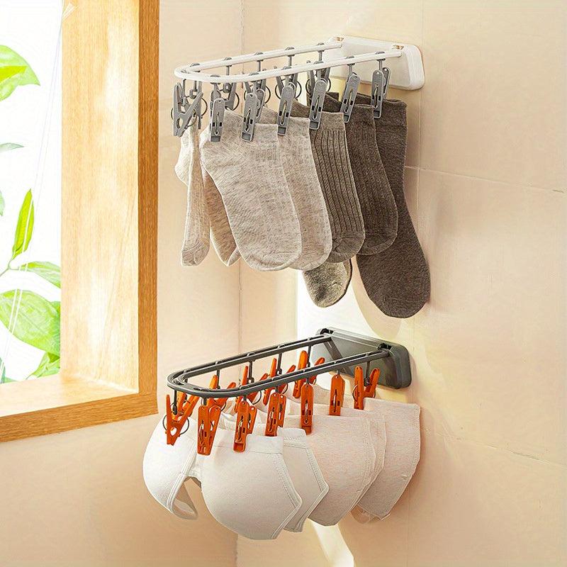 Folding Clothes Rack with Clips for Drying Underwear Socks