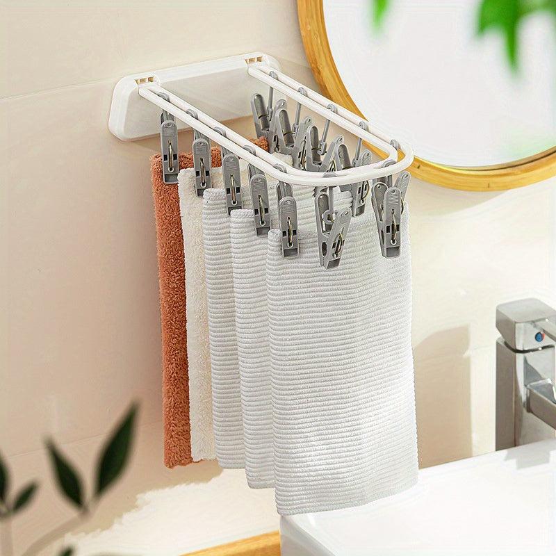 Folding Clothes Rack with Clips for Drying Underwear Socks