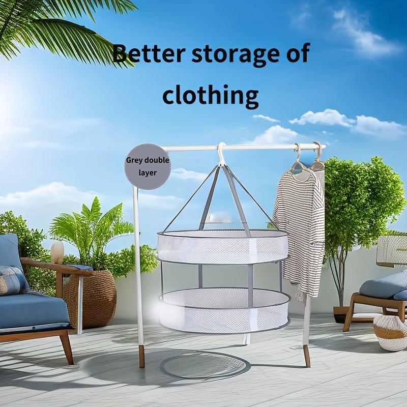 Mesh Foldable Drying & Storage Hanger Basket for Clothes