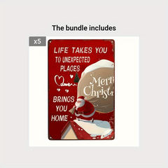 Vintage Metal Sign Love Brings You Home Merry Christmas Retro