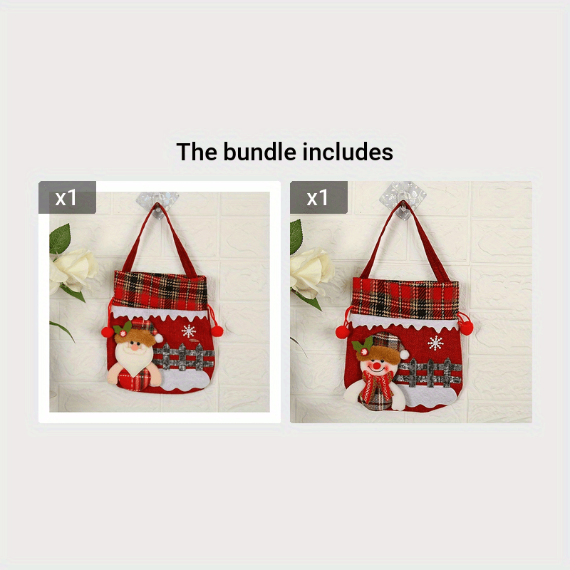 Christmas Gift Bag Drawstring Santa Light Tote Bag for Children