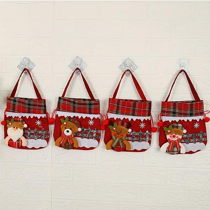 Christmas Gift Bag Drawstring Santa Light Tote Bag for Children