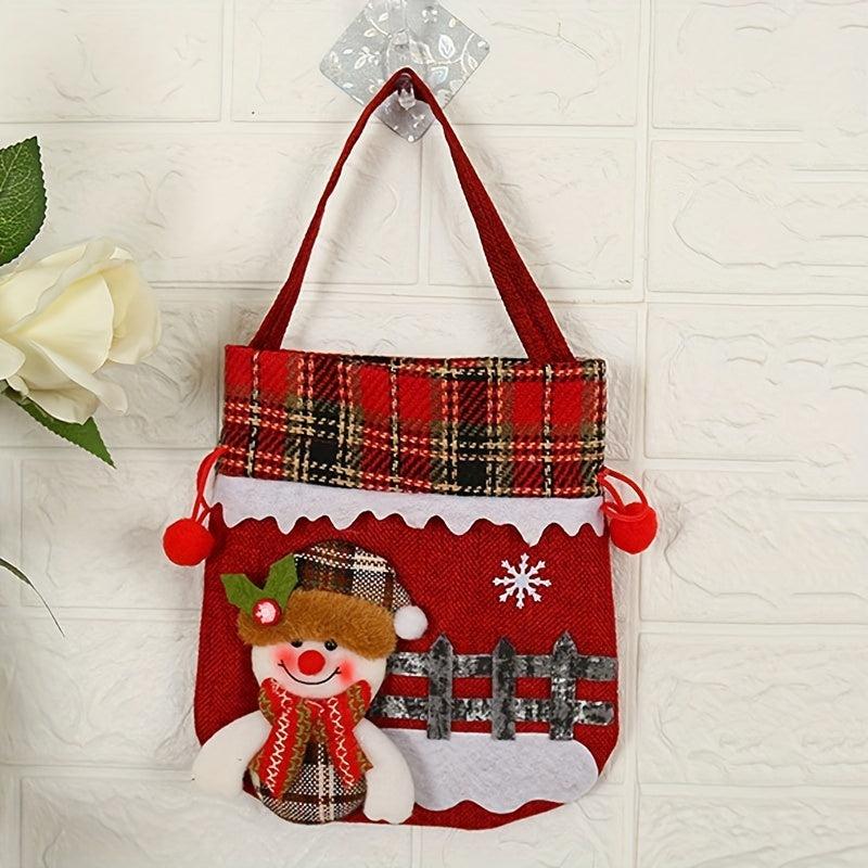 Christmas Gift Bag Drawstring Santa Light Tote Bag for Children