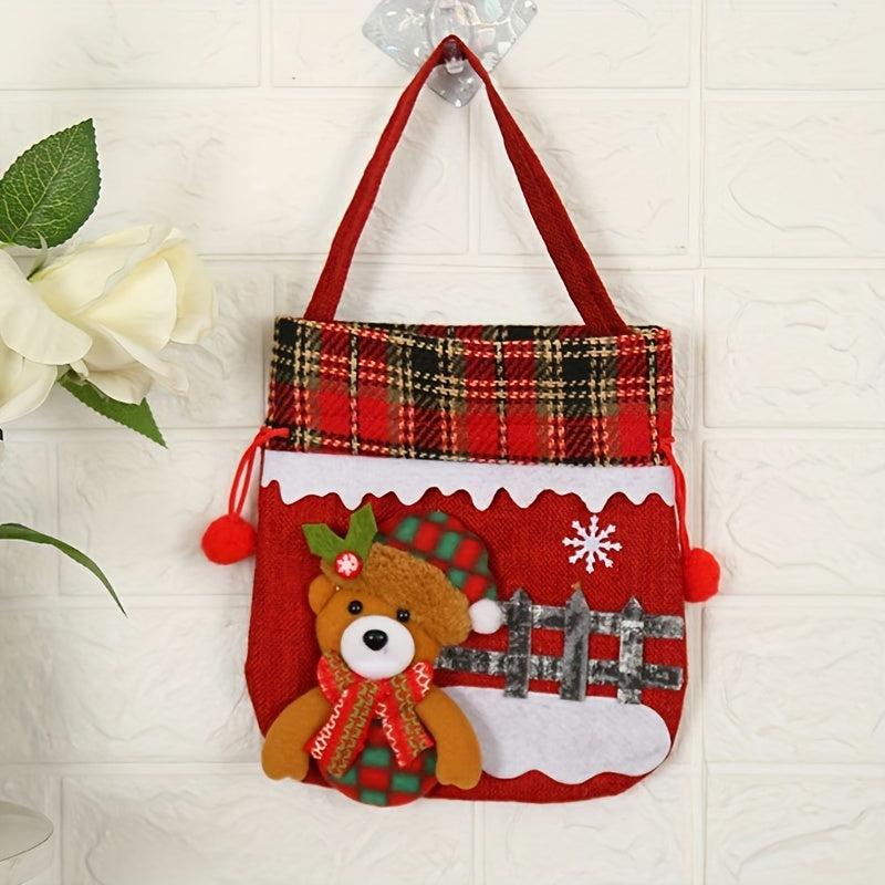 Christmas Gift Bag Drawstring Santa Light Tote Bag for Children