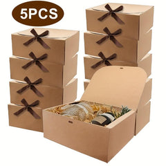 5pcs Large Cowhide Gift Boxes for Jewelry Holidays Parties Birthdays Graduations
