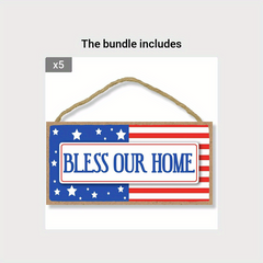 Bless Our Home American Flag Wall Hanging Sign