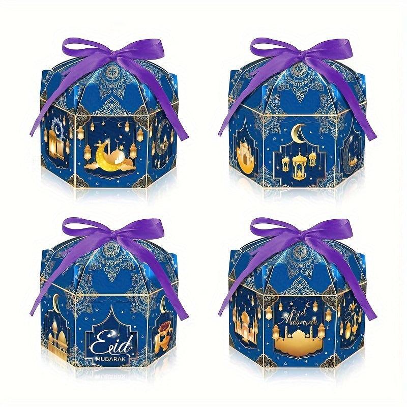 12pcs Party Moon Golden Lantern Candy Hexagonal Box