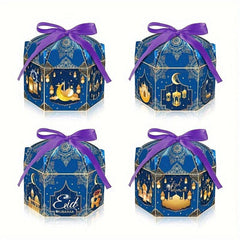 12pcs Party Moon Golden Lantern Candy Hexagonal Box
