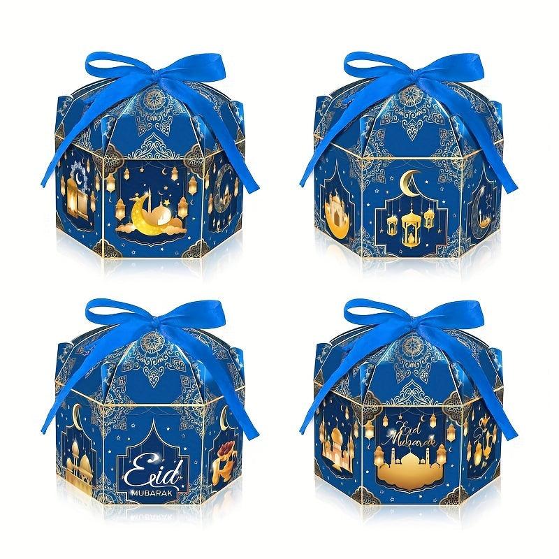 12pcs Party Moon Golden Lantern Candy Hexagonal Box