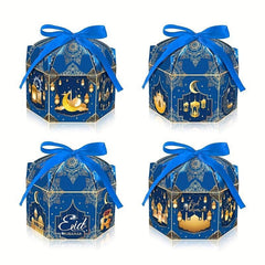 12pcs Party Moon Golden Lantern Candy Hexagonal Box