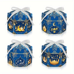 12pcs Party Moon Golden Lantern Candy Hexagonal Box