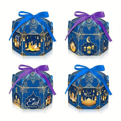 12pcs Party Moon Golden Lantern Candy Hexagonal Box