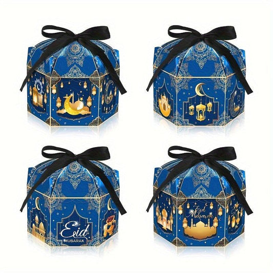 12pcs Party Moon Golden Lantern Candy Hexagonal Box