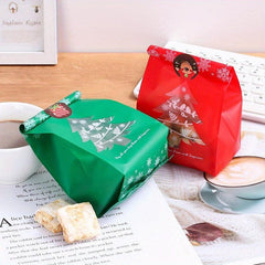 50pcs Snowflake Gift Bags Christmas Candy Packaging Merry Xmas Decorations