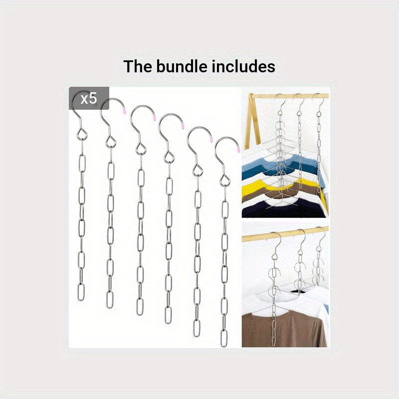 6pcs Stainless Steel Space Saving Hanger Chains