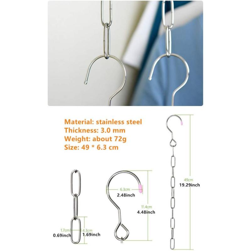 6pcs Stainless Steel Space Saving Hanger Chains