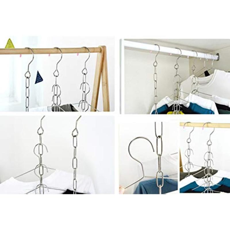 6pcs Stainless Steel Space Saving Hanger Chains