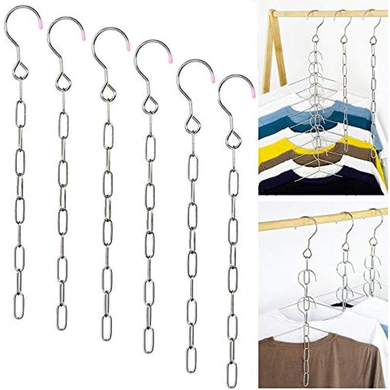 6pcs Stainless Steel Space Saving Hanger Chains