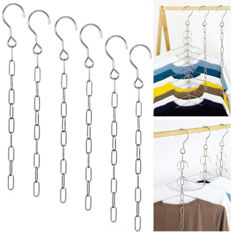 6pcs Stainless Steel Space Saving Hanger Chains