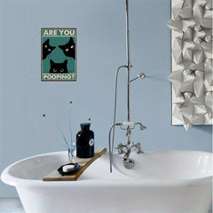 Funny Cat Are You Pooping Tin Sign Bathroom Wall Decor