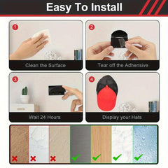 12pcs Adhesive Hat Hooks For Wall - No Drilling - Strong Hat Holder