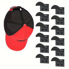 12pcs Adhesive Hat Hooks For Wall - No Drilling - Strong Hat Holder