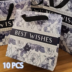 10pcs Floral Gift Bag Artistic Style Handbag for Retail Boutique