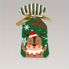 20pcs Christmas Gift Bags Ribbon Drawstring Candy Fruit