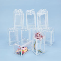24pcs Clear Wedding Favor Boxes with Bowknot - Unique Valentine
