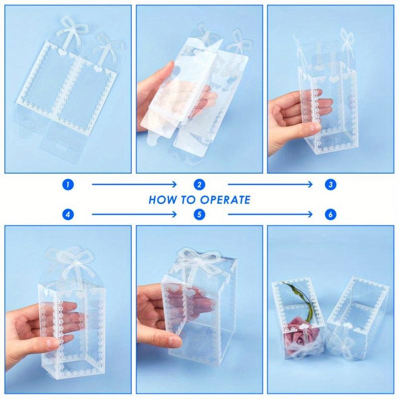 24pcs Clear Wedding Favor Boxes with Bowknot - Unique Valentine